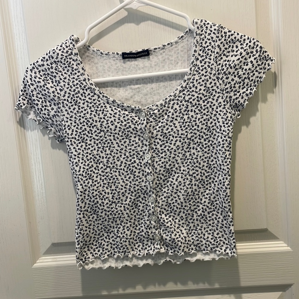 Black and White Floral Brandy Melville Top